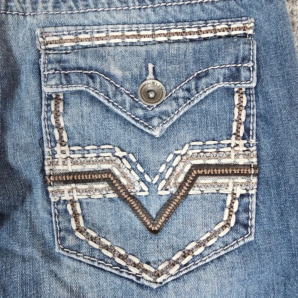 Y2k Helix Straight Leg Jeans‎ Mens 30W 32L Blue Wash Embellished Pockets